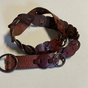 Leather and copper colored metal belt - Size‎ M